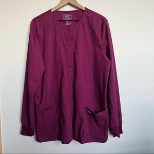 Cherokee Workwear Professionals Maroon Button Down Scrub Top Size XL
